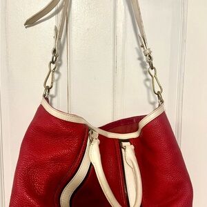 Burberry Red and White Leather Tote